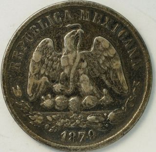 1879 Cn D Rare Silver Mexico 50 Centavos Vf,