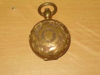 Antique Brass Spring Coin - Holder/fob Containing Two Silver Threepences.