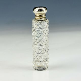 Antique Silver And Cut Glass Scent Perfume Bottle - With A Silver Lid