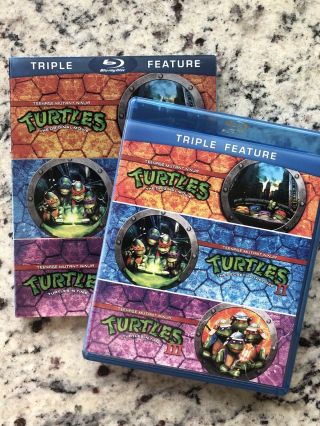 Teenage Mutant Ninja Turtles Blu - Ray 3 - Disc Set Rare Slipcover Triple Feature