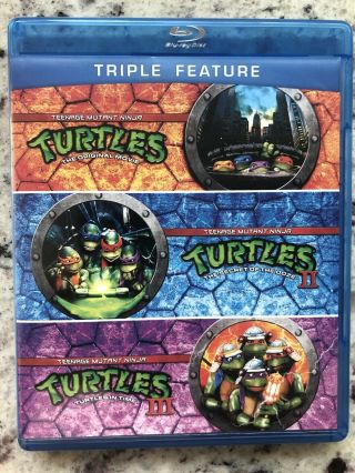 Teenage Mutant Ninja Turtles Blu - ray 3 - Disc Set RARE SLIPCOVER Triple Feature 2