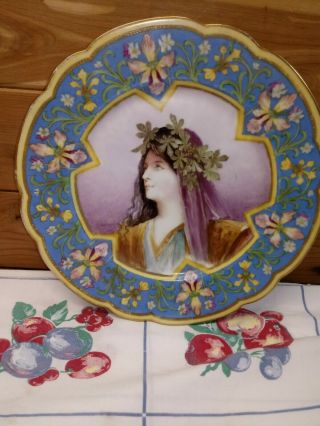 Antique Chateau Des Tuileries King Louis Signed Hand Painted Plate Woman S 37