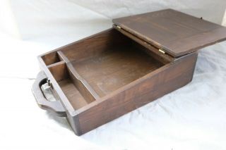 Antique Wooden Telephone/writing Box With Handle And Inside Compartments