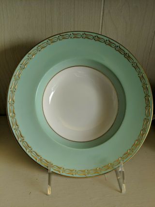 Royal Worcester Fine China England Soup Bowl Set Of 6 Rare Green Gold