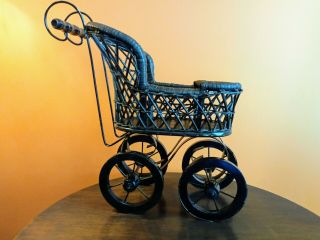 Vintage Thomas Pacconi Victorian Style Wood Wicker Doll Stroller/buggy/ Carriage
