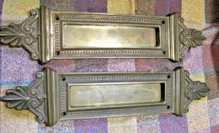 2 Heavy Ornate Letter Mail Door Slots / Cast Bronze Or Brass