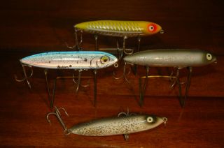 4 Vintage " Heddon Zara Spook " Fishing Lures 2 Are Colors
