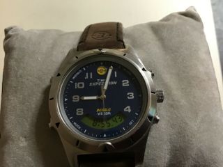 Timex Vintage Expedition Chronograph,  Dual Time,  Rare Blue Dial,