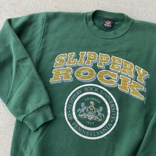 Vintage 1990s Slippery Rock University Sru Sweatshirt Crewneck Medium Green Rare