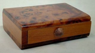 Two Vintage Handmade Burr Walnut Veneer Boxes - Heart and Rectangular Shaped 2