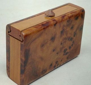 Two Vintage Handmade Burr Walnut Veneer Boxes - Heart and Rectangular Shaped 3