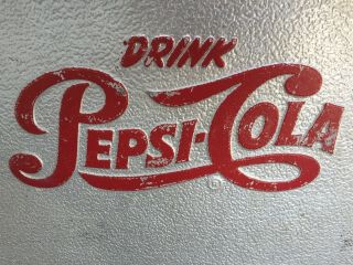 RARE Pepsi - Cola Vtg 1940s or 1950 ' s Aluminum Drink Cooler Ice Chest Retro Silver 2