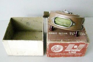 Vintage Montgomery Ward Hawthorne Single Action Fly Reel 60 - 6447 W Box