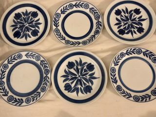 Vintage Rare Floral Design - Cordon Bleu Salad Plates Set Of Six (6)