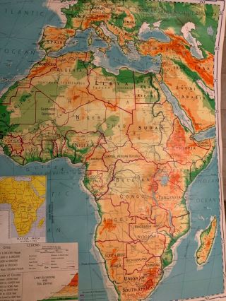 Vintage Denoyer - Geppert Large Pull Down 1960 Map Of Africa