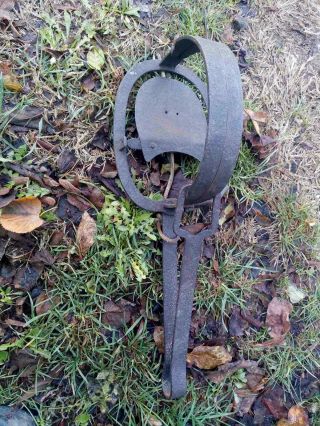 Old Antique Black Color Very Rare Big Hand Forged Wrought Iron Trap