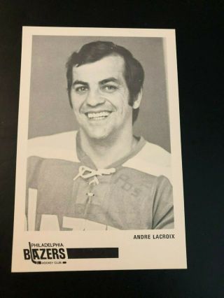 Rare 1972/73 Andre Lacroix Philadelphia Blazers Team Issue Photo Postcard Wha