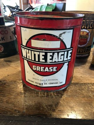 Rare Vintage 1920’s White Eagle Grease Can Keynoil 10 Lb Can.