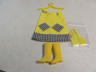 Vintage 1965 Cool It Francie Barbie Doll Yellow & Check Shift Dress,
