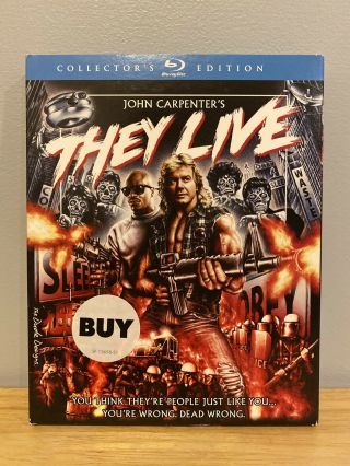 They Live (blu - Ray Disc,  2012,  Collectors Edition) With Rare Oop Slipcover