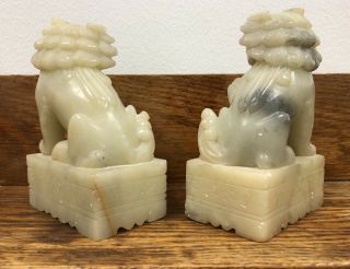 Vintage Chinese Fine Carved Soapstone Foo Dog Bookends 3