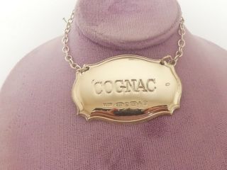 Solid Silver Decanter Label  Cognac  Year 2000