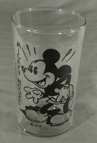 Vintage Antique Mickey Mouse Walt Disney Character Glass - 4 1/2 " Tall