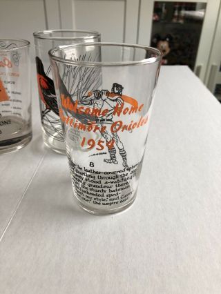 Rare 1954 Welcome Home Baltimore Orioles Casey At The Bat Glass Plus 3 Glasses