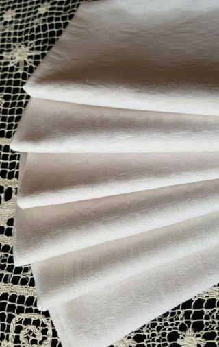 6 Large Handmade Antique Damask Dinner Napkins Irish Linen Fabric