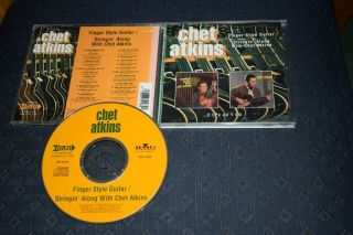 Rare Chet Atkins 2 Lps On 1 Cd Finger Style Guitar Stringing Along Blue Country