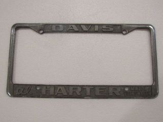 Davis Al Harter Vw Volkswagon Dealership License Plate Frame Metal Embossed Rare