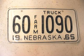 Vintage 1965 Nebraska Farm Truck 60 1090 License Plate Rare Tag