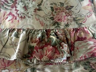 Rare Ralph Lauren Guinevere Floral Ruffled King Flat Sheet Sateen Aragon