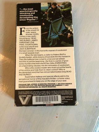Dead And Buried VHS Vestron Video Tape Rare Cult VHS Horror Farentino 2