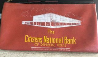Vintage The Citizens National Bank Of Denison Texas Deposit Bag Logo Rare