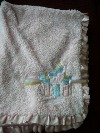 Rare Koala Baby Pink Plush Blanket Castle Satin Reverse & Ruffle Girl Lovey