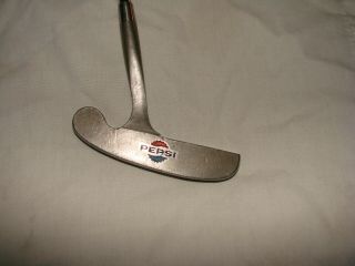 Rare Vintage Pepsi Cola Logo Golf Putter.  35 " Unbranded With Leather Grip