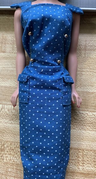 Vintage Barbie Fashion Pak Sheath Dress Minty Blue Polka Dot Dress,  Tagged