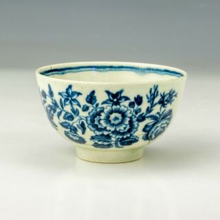 Antique First Period Worcester - Hand Painted Blue & White Decorated Tea Bowl