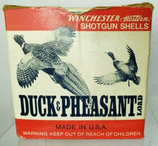 Vtg Rare ☆winchester - Western☆ Duck & Pheasant 16 Ga Empty Shotgun Shell Box F3
