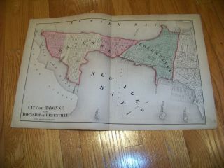 1872 Map F.  W.  Beers,  Comstock & Cline Bayonne Greenville Montclair Jersey