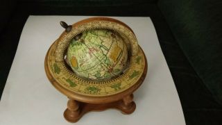 Antique Vtg Olde World Desktop Globe On Wooden Stand Astrological Made In Italy