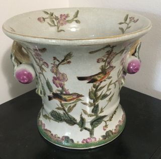 Rare Wong Lee Porcelain Vase Hand Painted Crackled Porcelain With Gold Trim.