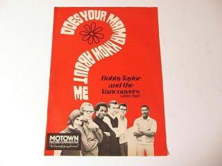 Bobby Taylor And The Vancouvers 11x15 Print Ad Rare 1968 Motown Gordy