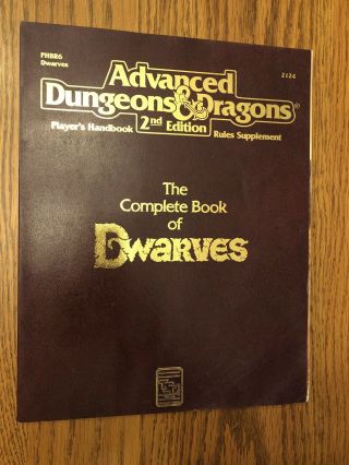 Rare & Vg The Complete Book Of Dwarves Ad&d 2nd Edition 1991 1st Print