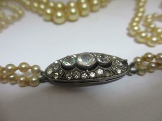 Antique Art Deco C1920 Sterling Silver Clasp With Paste Faux Pearl Necklace 92cm