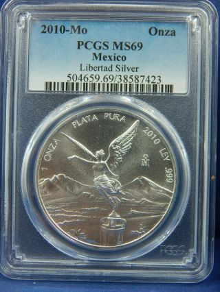Rare: 2010 - Mo Pcgs Ms69 1onza Mexico Silver Libertad " Only 3 Graded Higher "