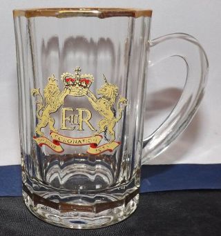 Queen Elizabeth Ii 1953 Coronation 3 In.  Shot Glass Mug.  Rare In This Shape.