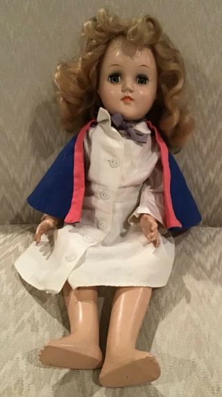 Vintage 1950s 14  Ideal Toni Doll In Nurse Outfit