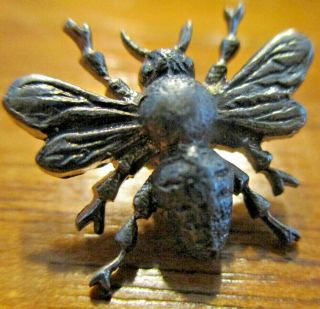 Old French Button " Realistic Fly " Bug Insect Vintage Antique Metal Picture